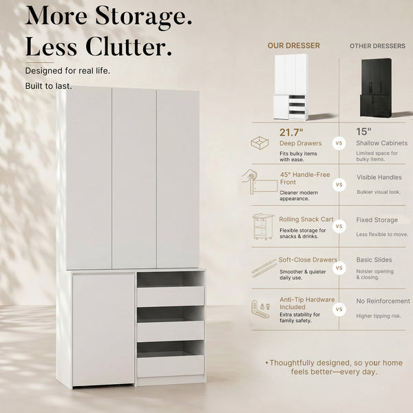 Pantry Cabinet with Rolling Storage Cart