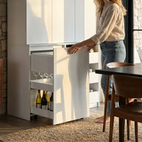 Pantry Cabinet with Rolling Storage Cart