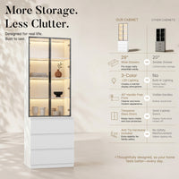 Pantry Cabinet with Glass Doors and LED Lighting
