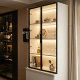 Pantry Cabinet with Glass Doors and LED Lighting