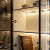 Pantry Cabinet with Glass Doors and LED Lighting