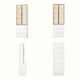Pantry Cabinet with Glass Doors and LED Lighting