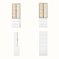 Pantry Cabinet with Glass Doors and LED Lighting