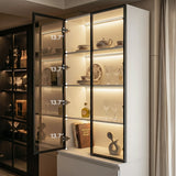 Pantry Cabinet with Glass Doors and LED Lighting