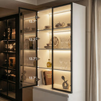 Pantry Cabinet with Glass Doors and LED Lighting
