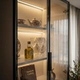 Pantry Cabinet with Glass Doors and LED Lighting