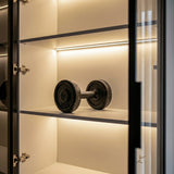 Pantry Cabinet with Glass Doors and LED Lighting