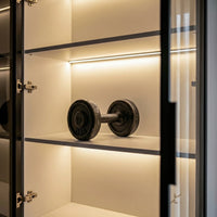Pantry Cabinet with Glass Doors and LED Lighting