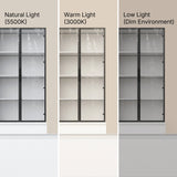 Pantry Cabinet with Glass Doors and LED Lighting