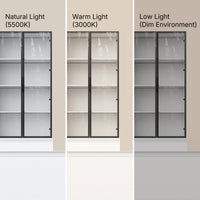 Pantry Cabinet with Glass Doors and LED Lighting