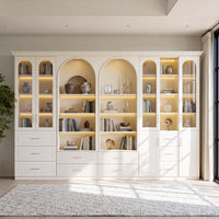 Grand Arched Modular Storage Display Wall Unit with Integrated Lighting