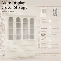 Arched Display Cabinet with Glass Doors and Integrated Lighting Set of 2