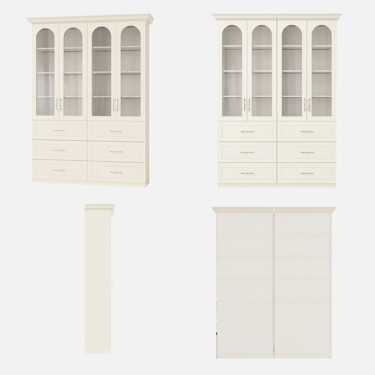 Arched Display Cabinet with Glass Doors and Integrated Lighting Set of 2