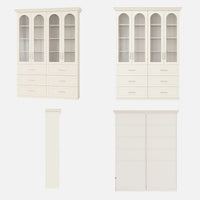 Arched Display Cabinet with Glass Doors and Integrated Lighting Set of 2