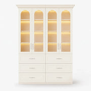 Arched Display Cabinet with Glass Doors and Integrated Lighting Set of 2