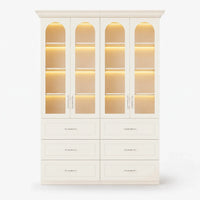 Arched Display Cabinet with Glass Doors and Integrated Lighting Set of 2