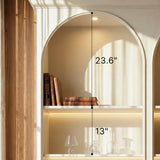 Arched Display Cabinet with Open Shelving, Drawers and Integrated Lighting