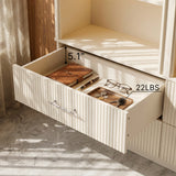 Arched Display Cabinet with Open Shelving, Drawers and Integrated Lighting