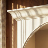 Arched Display Cabinet with Open Shelving, Drawers and Integrated Lighting