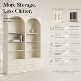 Arched Display Cabinet with Open Shelving, Drawers and Integrated Lighting
