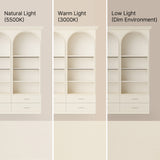Arched Display Cabinet with Open Shelving, Drawers and Integrated Lighting