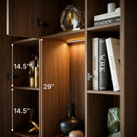 3-Door Display Storage Cabinet with Drawers-Brown