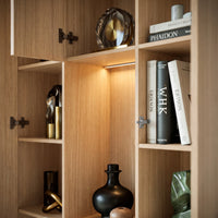 3-Door Display Storage Cabinet with Drawers-Natural