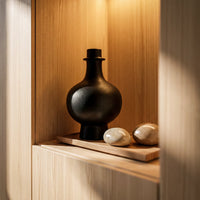 3-Door Display Storage Cabinet with Drawers-Natural