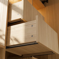 3-Door Display Storage Cabinet with Drawers-Natural