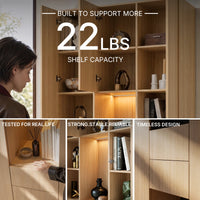 3-Door Display Storage Cabinet with Drawers-Natural