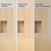3-Door Display Storage Cabinet with Drawers-Natural