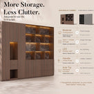 Modular Display Cabinet Set with Drawers-Brown