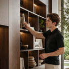 Modular Display Cabinet Set with Drawers-Brown