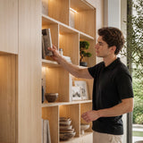 Modular Display Cabinet Set with Drawers-Natural