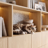 Modular Display Cabinet Set with Drawers-Natural