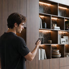 Modular Display Cabinet Set with Drawers-Brown