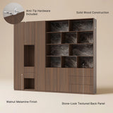 Modular Display Cabinet Set with Drawers-Brown