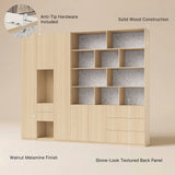 Modular Display Cabinet Set with Drawers-Natural