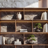 Modular Display Cabinet Set with Drawers-Brown