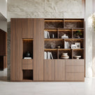 Modular Display Cabinet Set with Drawers-Brown
