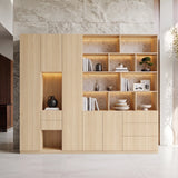Modular Display Cabinet Set with Drawers-Natural