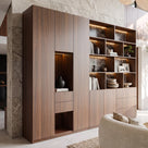 Modular Display Cabinet Set with Drawers-Brown