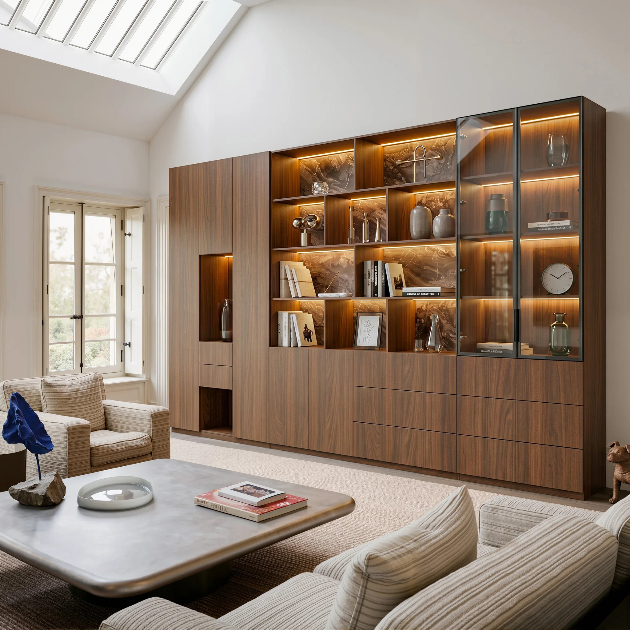 3-Piece Display Cabinet Storage Set-Brown