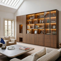 3-Piece Display Cabinet Storage Set-Brown