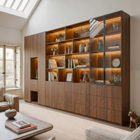 3-Piece Display Cabinet Storage Set-Brown
