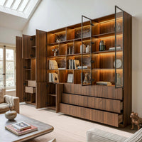 3-Piece Display Cabinet Storage Set-Brown