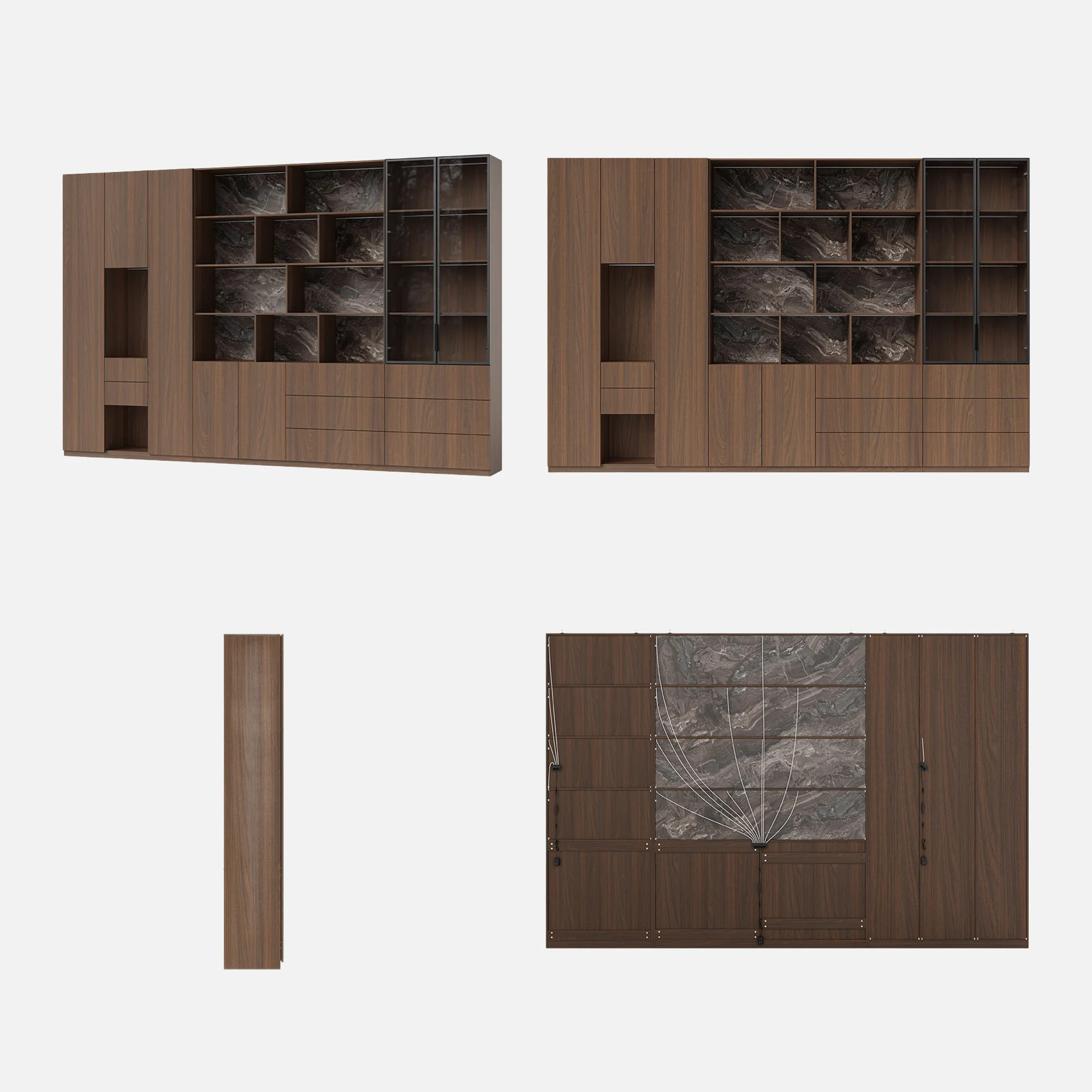 3-Piece Display Cabinet Storage Set-Brown