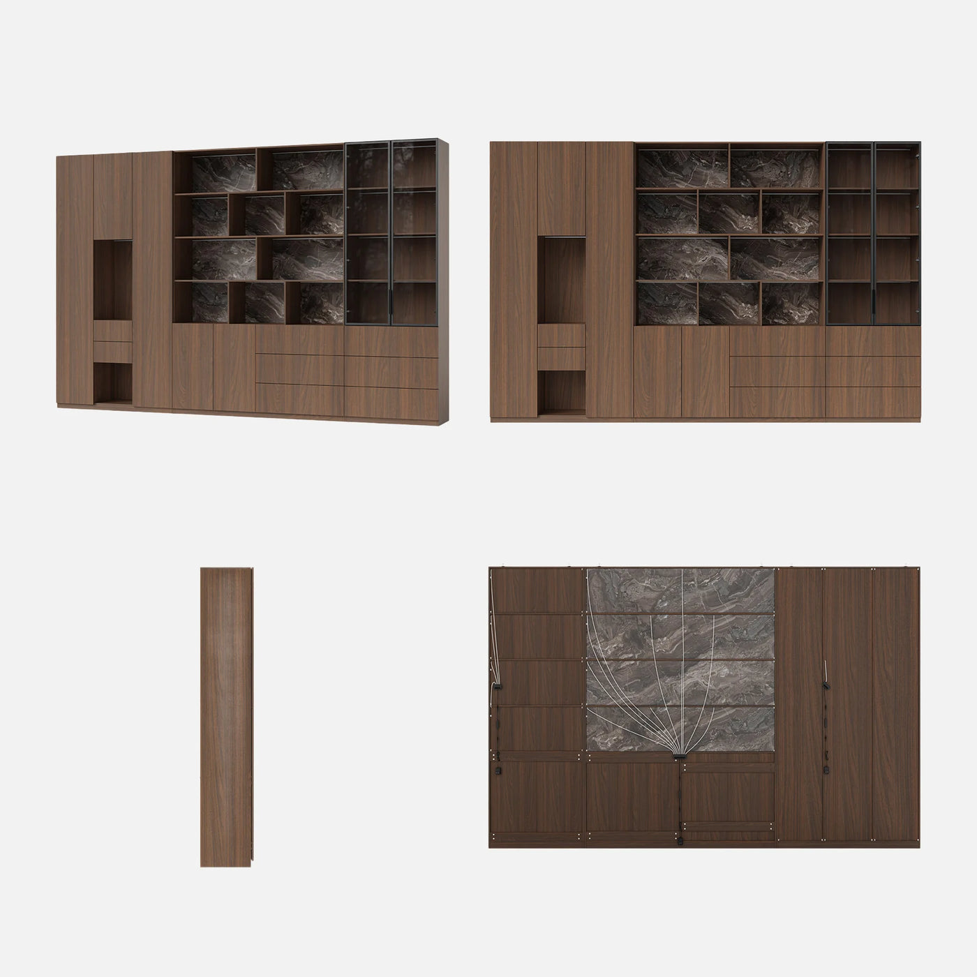 3-Piece Display Cabinet Storage Set-Brown
