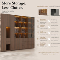 3-Piece Display Cabinet Storage Set-Brown