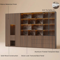 3-Piece Display Cabinet Storage Set-Brown
